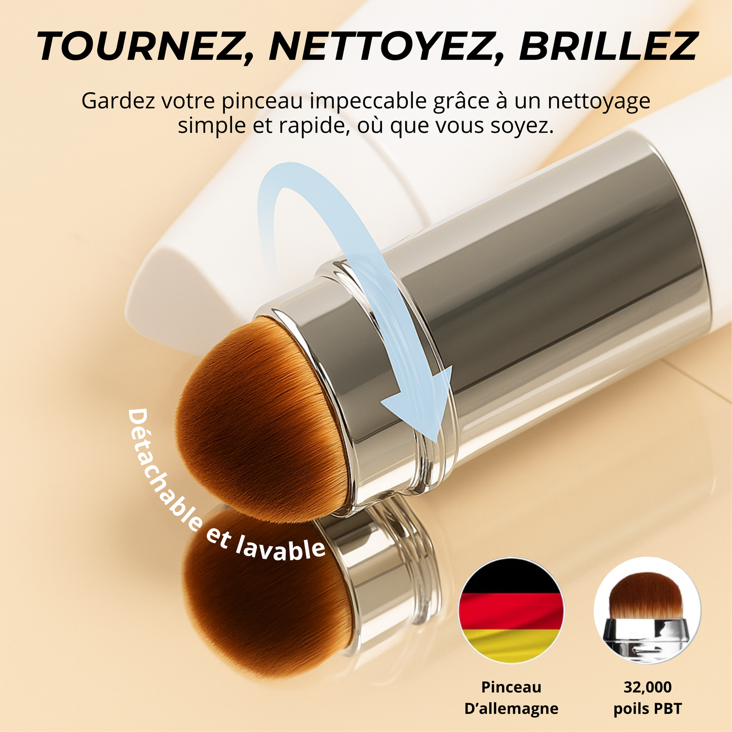 Fond de teint 2-en-1 avec pinceau intégré